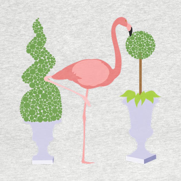 Pink Flamingo and Topiary Garden by evisionarts